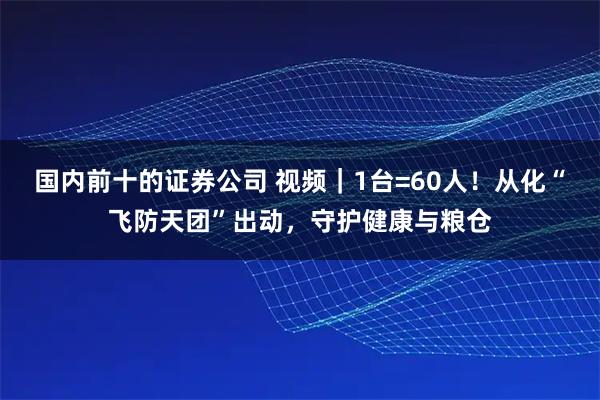 国内前十的证券公司 视频｜1台=60人！从化“飞防天团”出动，守护健康与粮仓